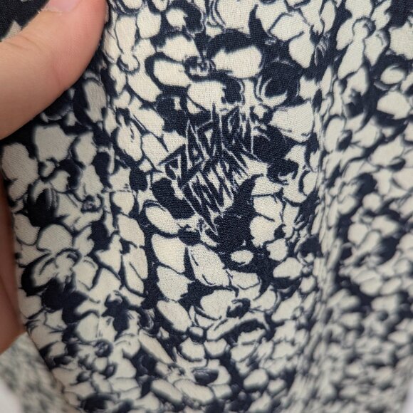 Zadig & Voltaire | Navy Cream Floral Rima Crepe Midi Shirt Dress Size Small - Picture 12 of 16